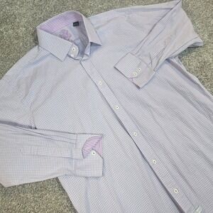 English Laundry Lavender Plaid Checked Mens Long-sleeved Dress Shirt Size 17(L)